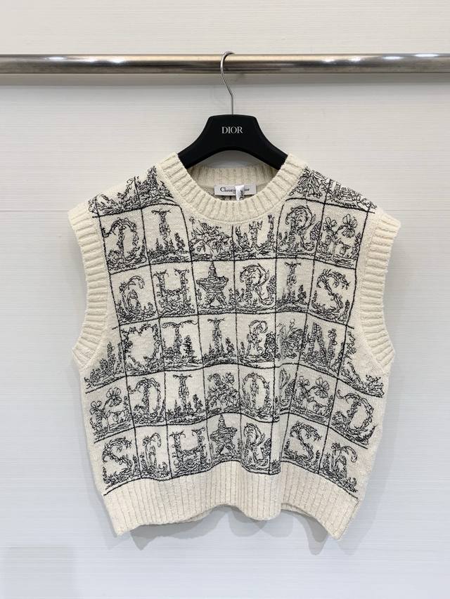 Autumn/Winter New Heavy Embroidered Knitted Vest with Logo Pattern for a High-En