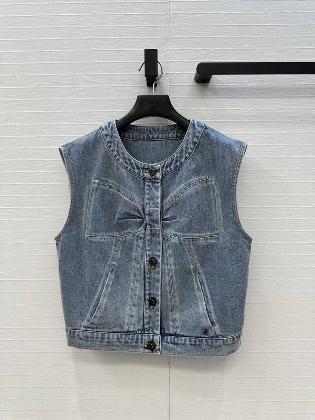Exclusive First Release: Coco Girl's 25K Super Popular Bow-Tie Denim Vest! A mus