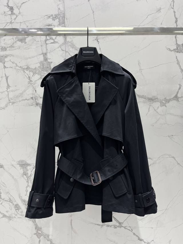 Balenciaga Colored Short, Slim-Fit Trench Coat First Impressions Slim-Fit Cut an