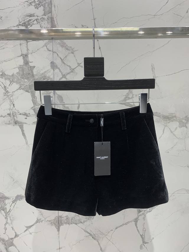 Saint Laurent Velvet Shorts with Acetate Trim - Classic Shorts Style, Stylish an