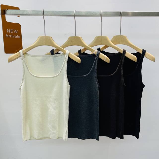 New Lace Camisole French Square U-Neck Dry and Cool Knitted Camisole Top Sml Ddd