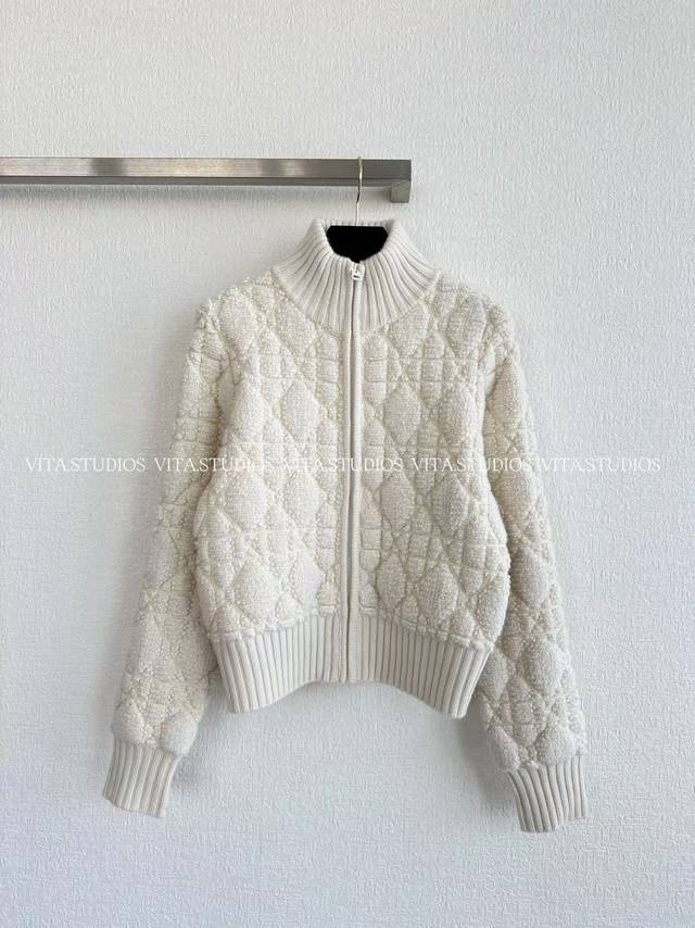 New Arrival Pre-sale Stand Collar Diamond Pattern Coat Made of 100% Wool Blend F