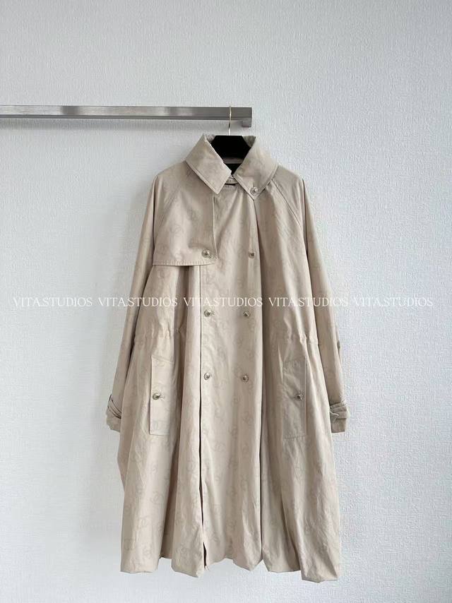 Hot Selling Item - Long Trench Coat with Subtle Pattern and Logo. Made of 100% c