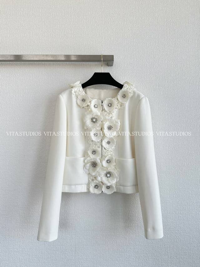 Hot Selling Item, Limited Stock Available. This 3D lace-trimmed jacket features