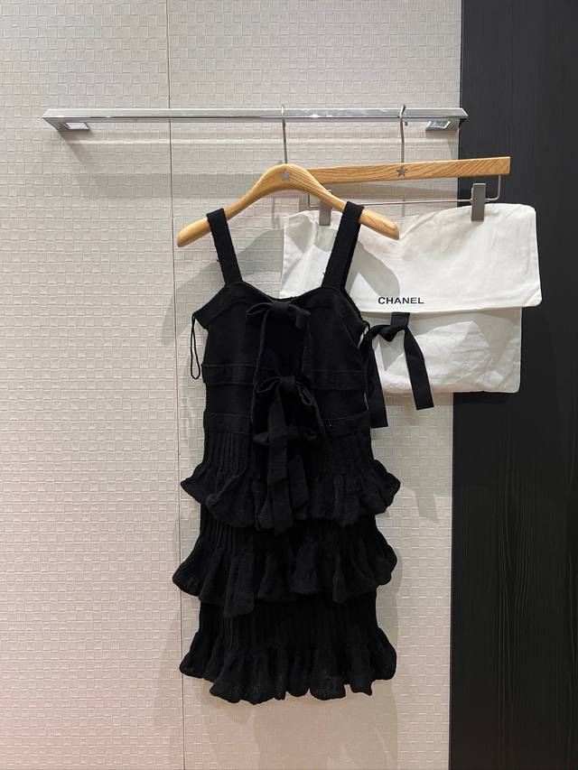 New 25K Bow Series Runway Style Knitted Camisole Multi-Layer Cake Dress, Little