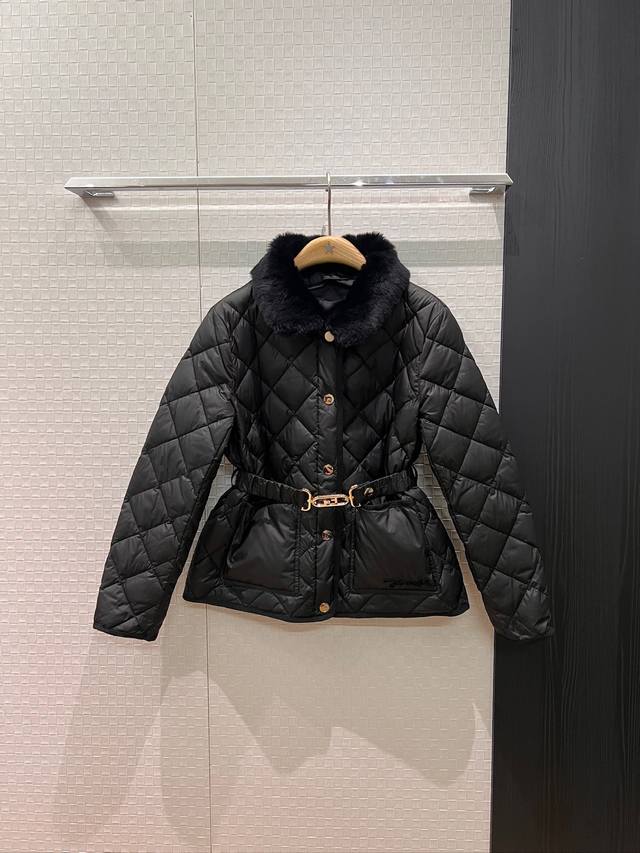 Autumn/Winter New Style Fur Collar Two-Way Design Double F Elastic Waist Belt Di