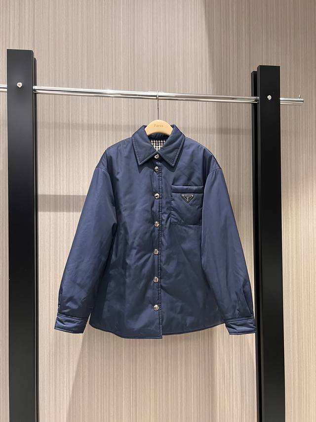 New Arrival Recommendation: Shirt-style Dark Blue Patchwork Plaid Lined Cotton J