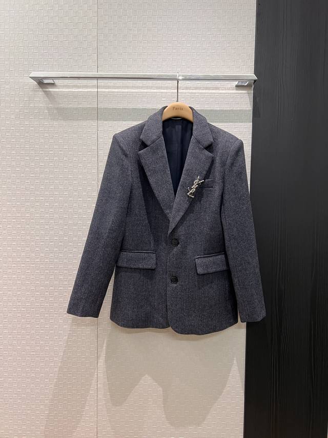 New Arrival: YSL Brooch-Embellished Two-Button Human Print Wool Suit Jacket - Hi New Arrival: YSL Brooch-Embellished Two-Button Human Print Wool Suit Jacket - Hi