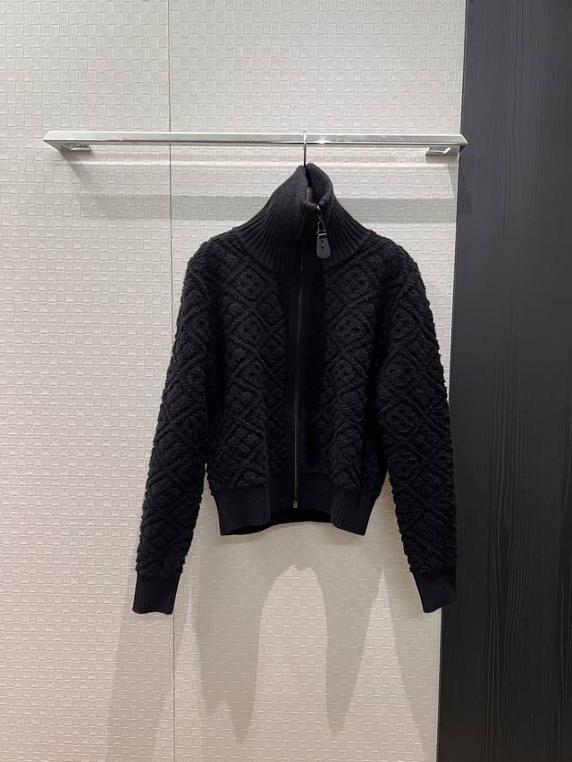 New Diamond Pattern 3D Floral Terry Knit Turtleneck Cardigan, College Style, You