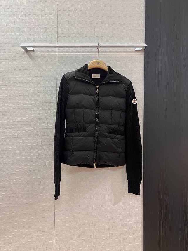 Autumn/Winter New Moncler Collar Knitted Patchwork Down Jacket, Side Pockets, Ca