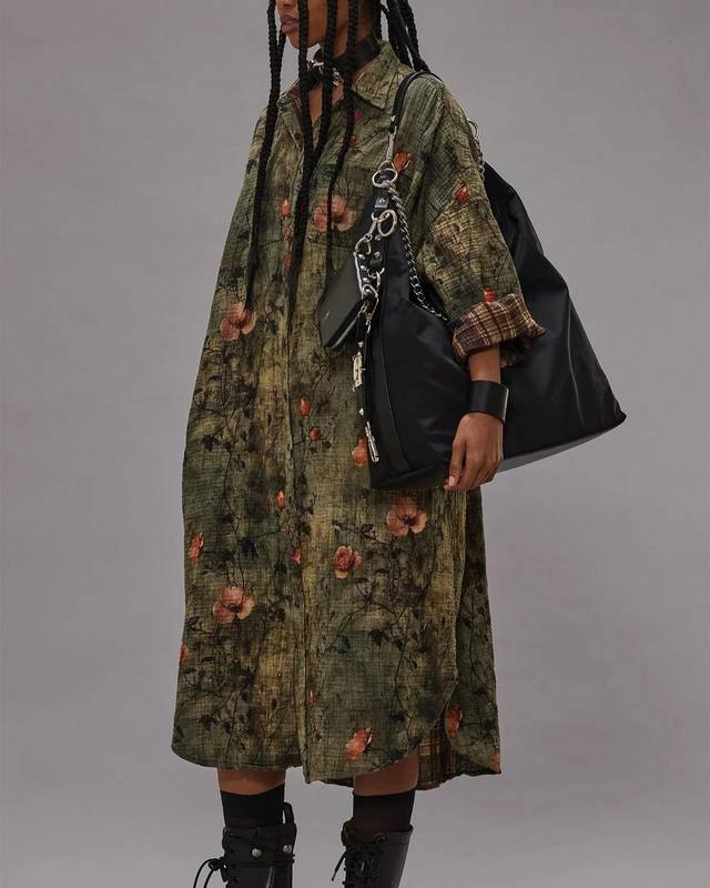 Reversible printed long robe dress! Cotton Sml Ddd