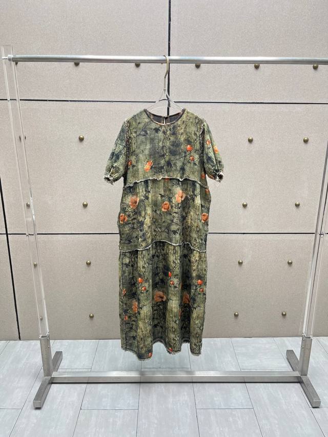 Reversible loose-fitting printed dress! Cotton S/ml Ddd