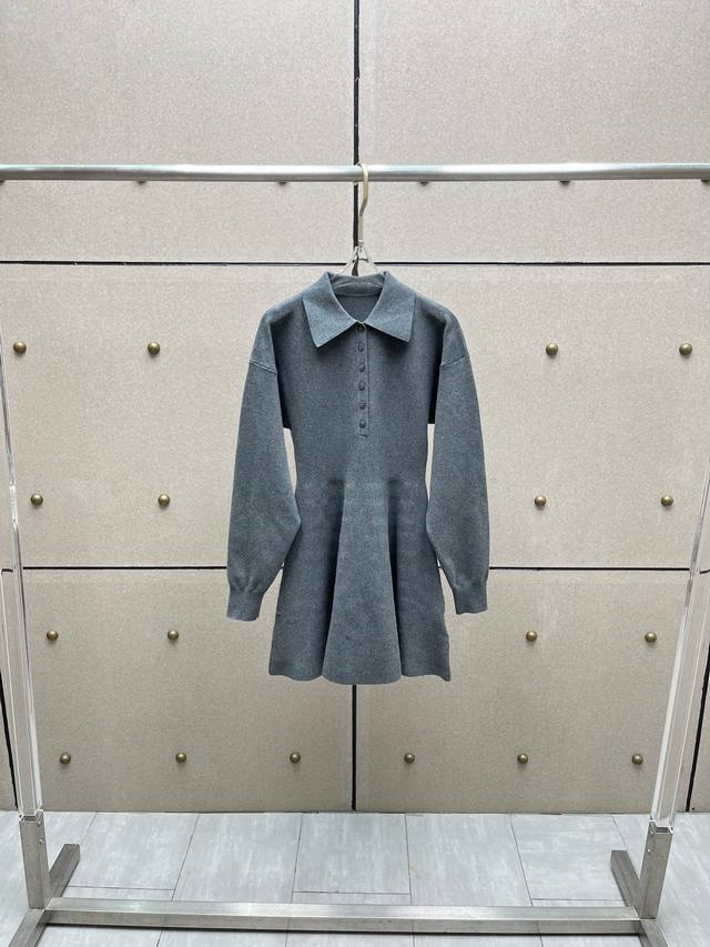 Collared Knit Dress! Cotton Yarn Sml Ddd