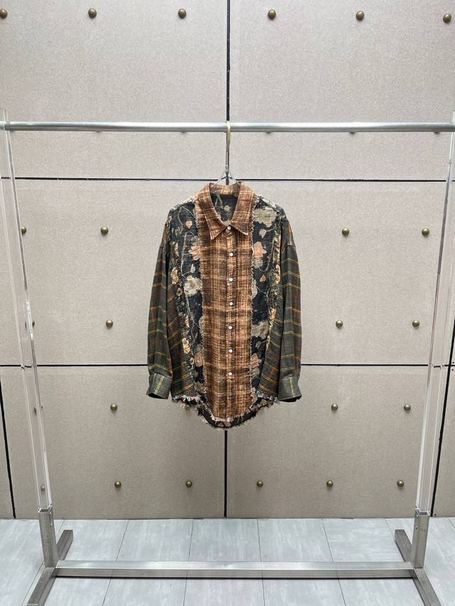 Double-sided printed patchwork washed frilly top! Cotton S/ml Ddd