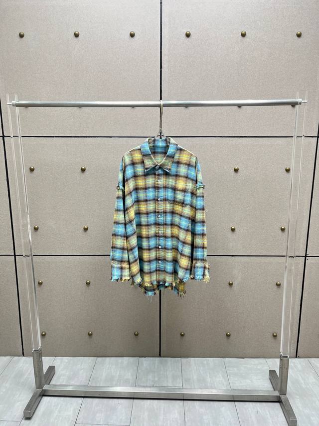 13 Custom-made plaid fabric distressed shirt! Cotton Sml Ddd