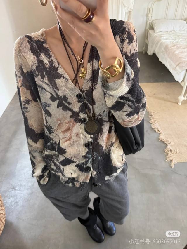 Ripped Print Linen Knit Cardigan! 100% Linen, Sizes S, M, Ddd