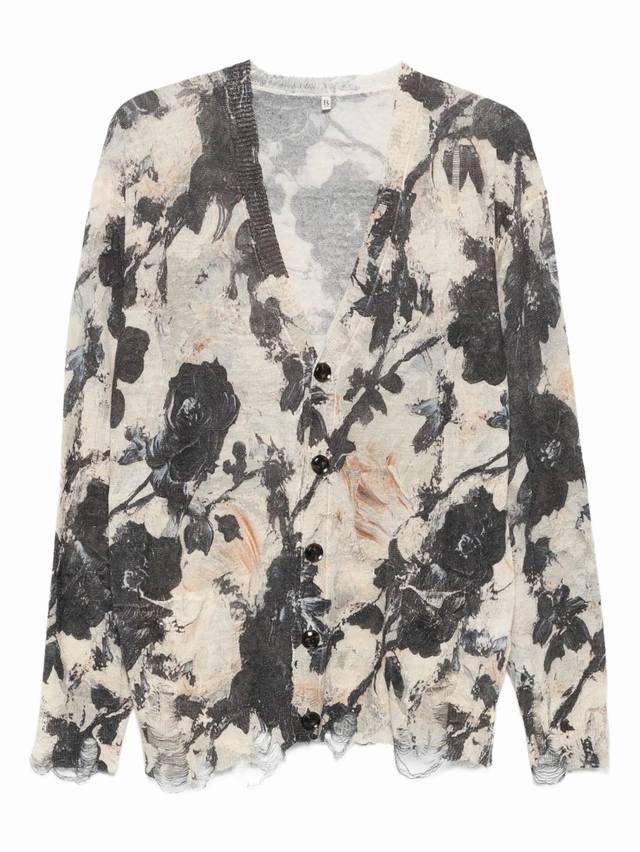 Ripped Print Linen Knit Cardigan! 100% Linen, Sizes S, M, D