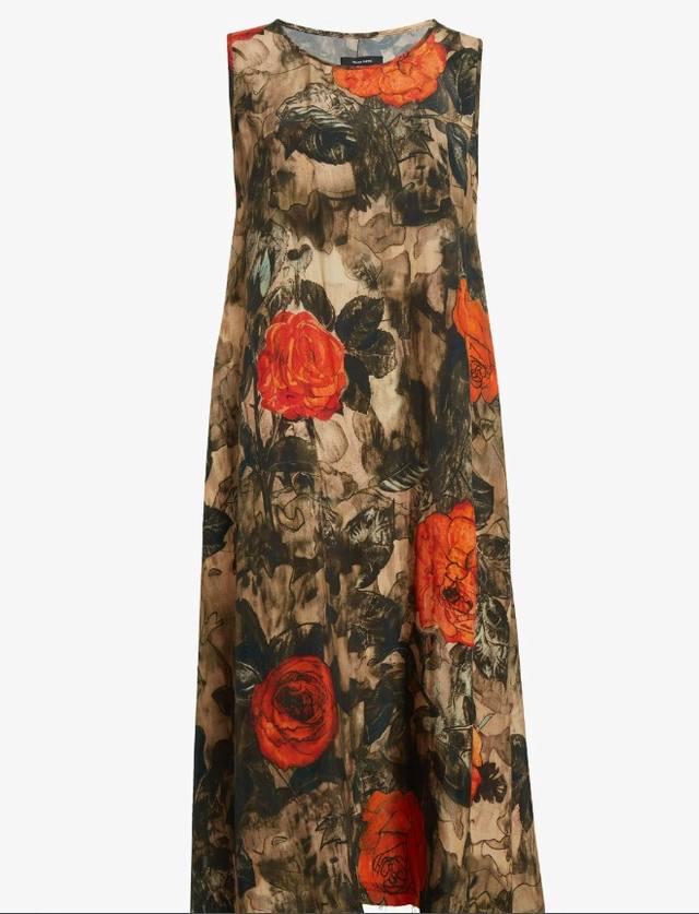 13 Printed Loose-fitting Dress! Cupro Silk Sml Ddd