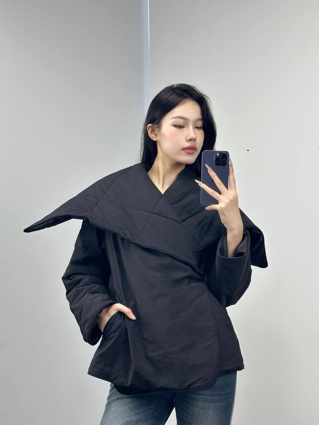 M6 Large collar, single-button cotton coat! Puffer jacket, two colors, sizes S,