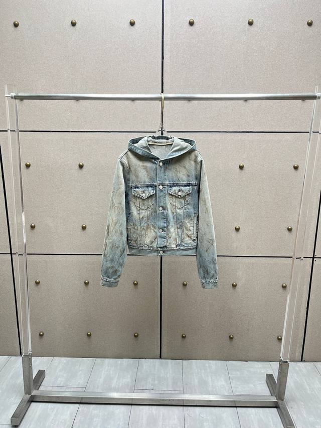 Stained effect hooded denim jacket! Cotton Sml Ddd
