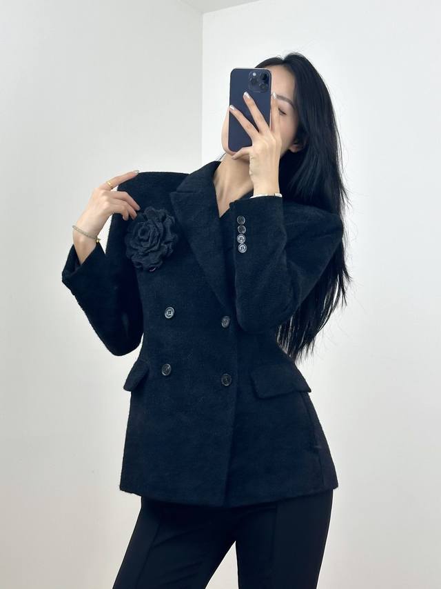 Giuse E* Chenille Corsage Blazer! Chenille Blend Black S/M/Ddd