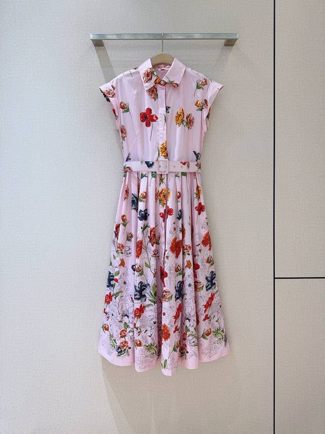 Cara*Ca*Ra* New Arrival Dress~ A gentle pink floral print dress, made of cotton,