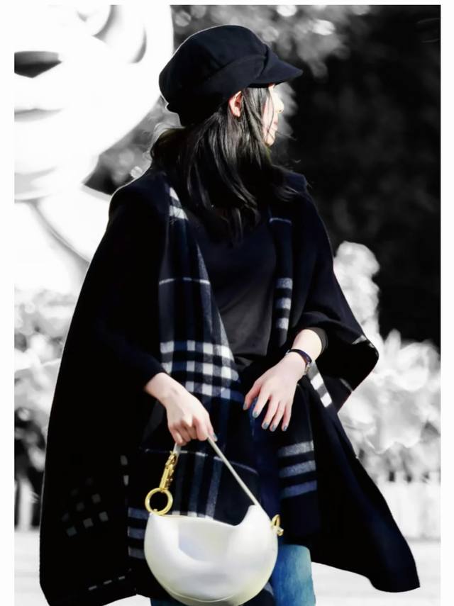 2025 New style, Zhang Qianyi's style, embroidered cape, winter hooded plaid cape