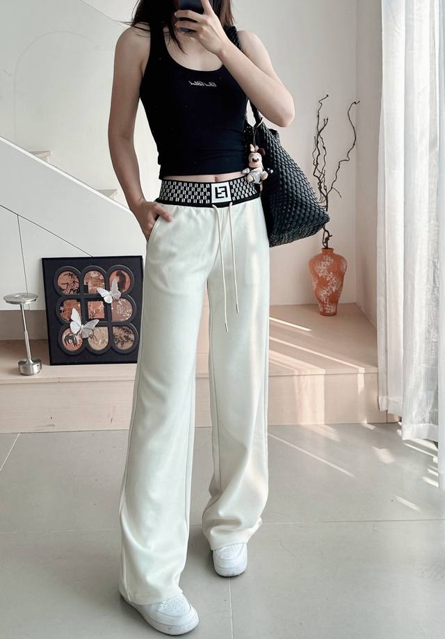 25 Early Autumn New Casual Pants Heavy-duty drawstring elastic webbing splicing