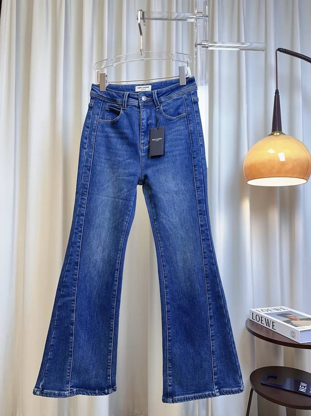 Fleece-lined! Ys* New Patchwork Slim Fit Flared Jeans with Fleece Lining. Custom