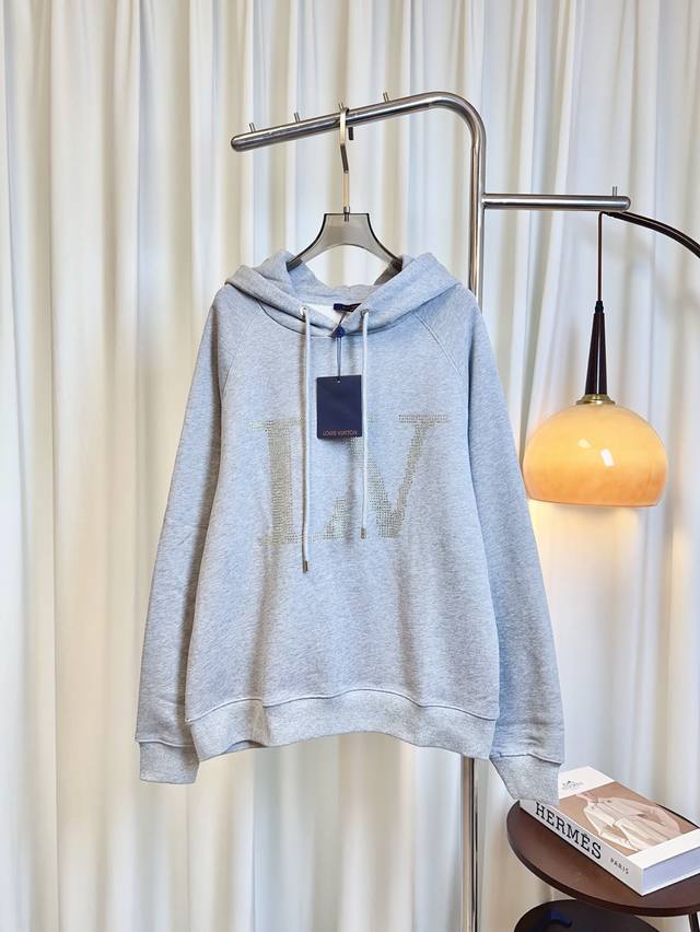 Lou** New Rhinestone Logo Sweatshirt/Hoodie, Custom Pure Cotton Terry Fabric, Hi