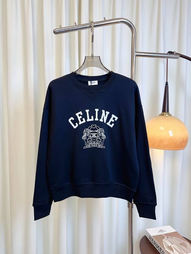 Ce** New Flocked Logo Sweatshirt with Drop Shoulder Sleeves, Custom Terry Cotton