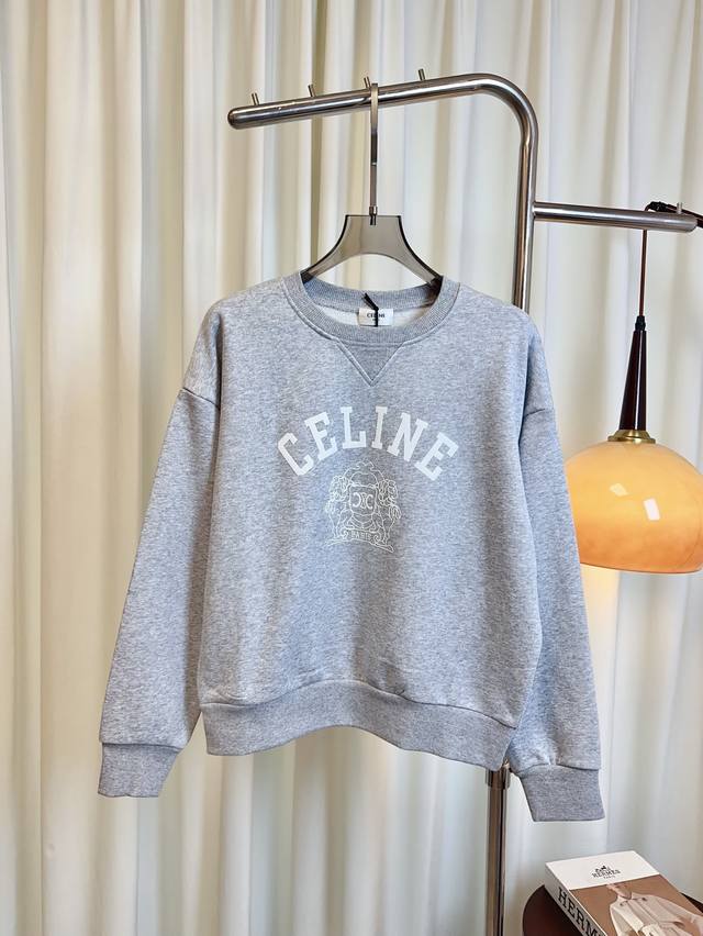 Ce** New Flocked Logo Sweatshirt with Drop Shoulder Sleeves, Custom Terry Cotton