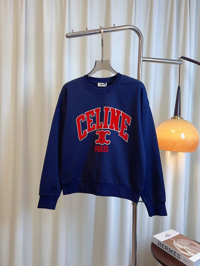 Ce** New Flocked Logo Sweatshirt, Custom Terry Cloth, Pure Cotton Fabric, Comfor