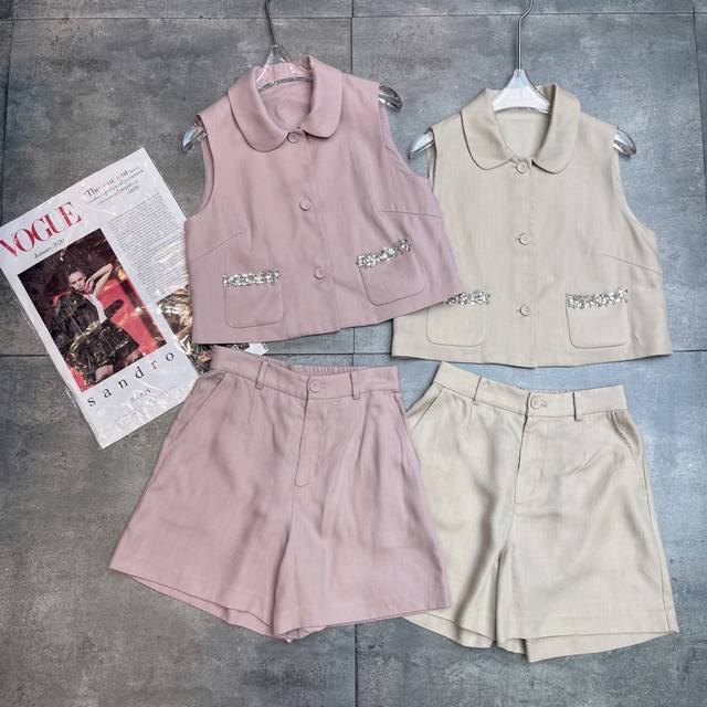 Restocked Lp Ss New Cotton Linen Sleeveless Set, Light Luxury, Youthful, Handmad