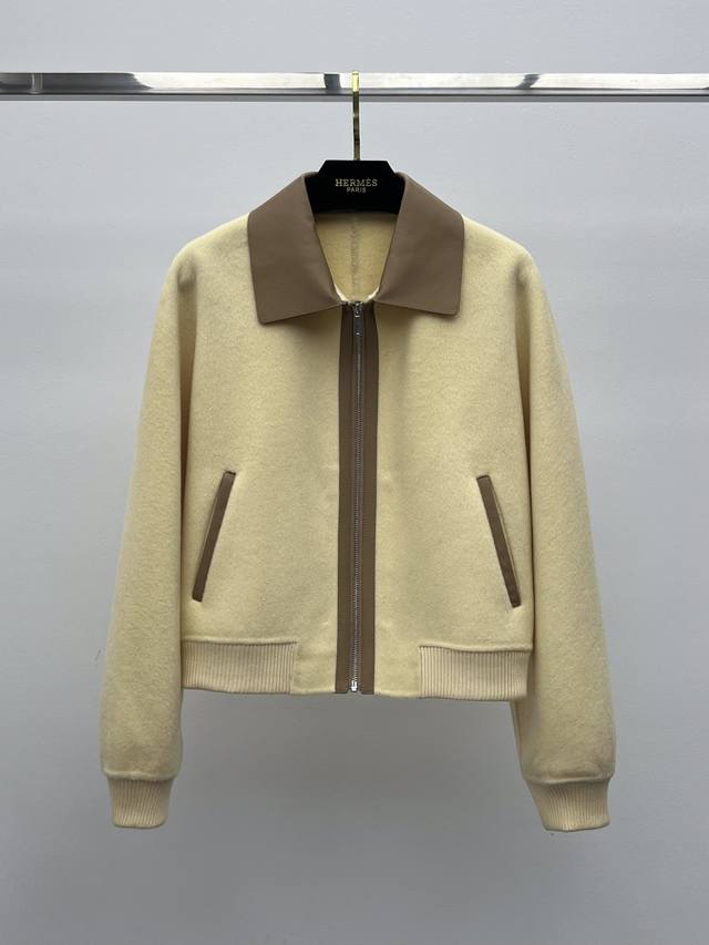 Herme* Patchwork Cashmere Coat Made of double-sided cashmere blend wool fabric L