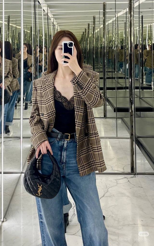 Original YSL 2025 Autumn New Fashion Retro Plaid Oversized Suit Jacket, made wit Original YSL 2025 Autumn New Fashion Retro Plaid Oversized Suit Jacket, made wit
