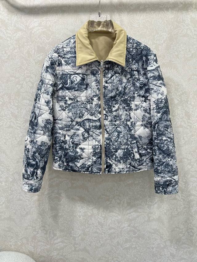 Reversible Dio* 2025 Autumn/Winter New Lapel Jacket, Reversible Stitched Cotton