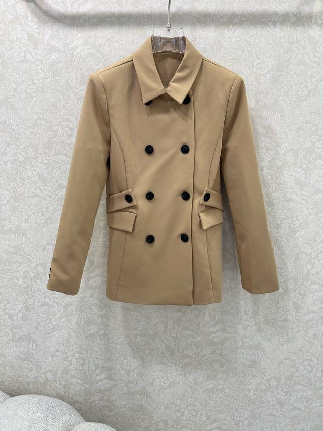 Dio*25 New Classic Lapel Double-Breasted Suit Jacket. Custom twill fabric, crisp