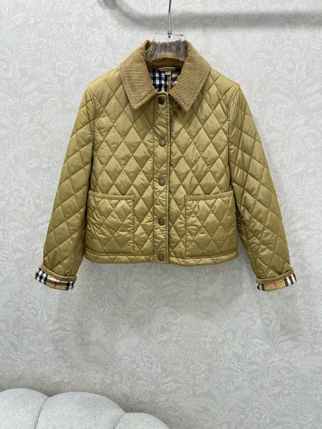 Burber Y25 New Arrival Diamond Pattern Short Cotton Coat! Super High-End Corduro