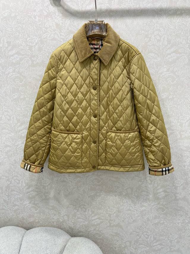 Burber Y25 New Diamond Pattern Mid-Length Cotton Coat! Super High-End Corduroy C