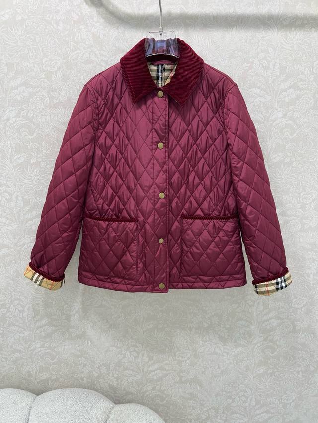 Burber Y25 New Diamond Pattern Mid-Length Cotton Coat! Super High-End Corduroy C
