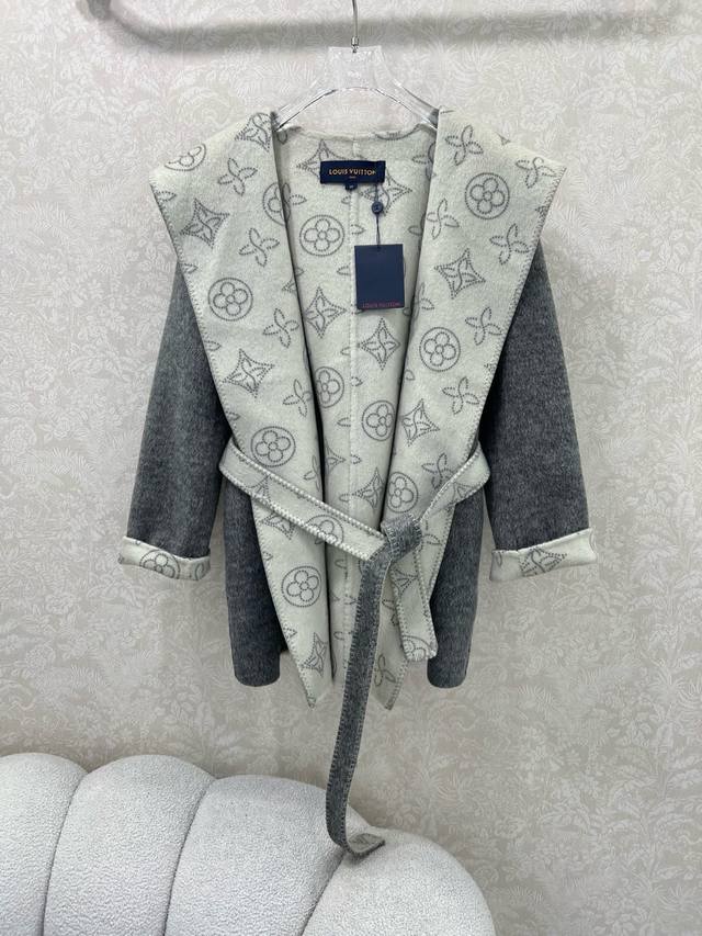 Louis Vuitt * N25 New Bathrobe High-End Cashmere Coat Brand Custom Fabric Double