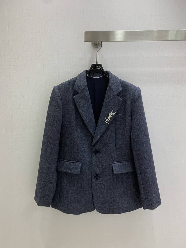 Highly recommend YSL* 2025 new style suit jacket with brooch, elegant, versatile