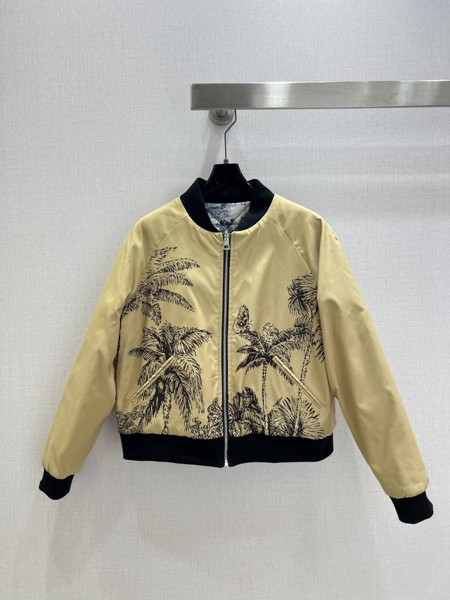 Highly recommend Dio*2025 Autumn/Winter New Coconut Tree Print Quilted Jacket, r