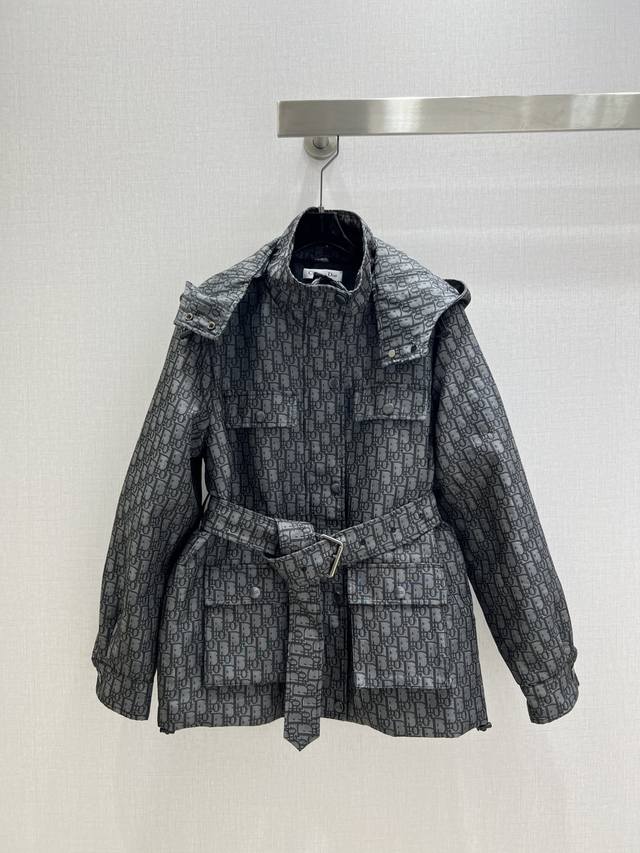 Highly recommend Dio*2025 Autumn/Winter New All-over Jacquard Quilted Hooded Lon