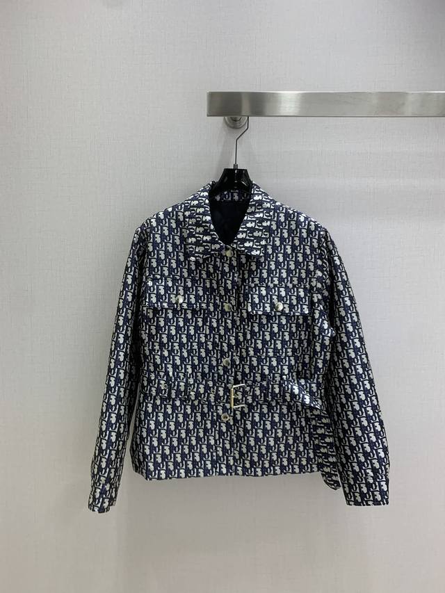 Highly recommend Dio*2025 Autumn/Winter New Monogram Lapel Padded Belt Jacket. L