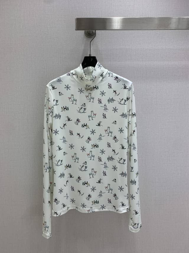 Highly recommend Chan* 2025 Autumn/Winter new ski print turtleneck long-sleeved