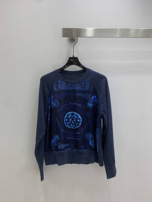 Highly recommend He*2025 early autumn new patchwork knit long-sleeved top, round