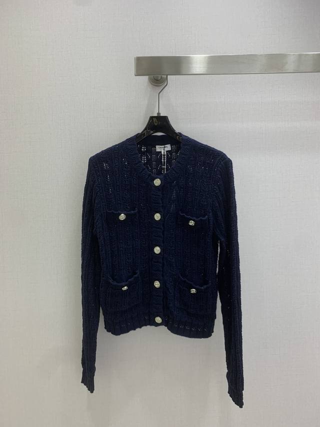 Highly recommend Chan* 2025 Early Autumn New Hollow-out Knit Cardigan, solid col