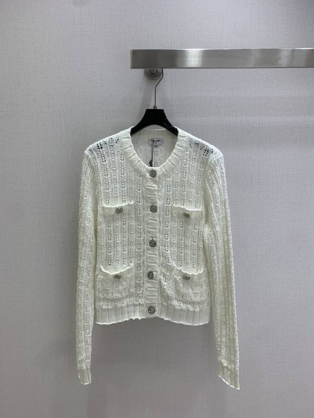 Highly recommend Chan* 2025 Early Autumn New Hollow-out Knit Cardigan, solid col